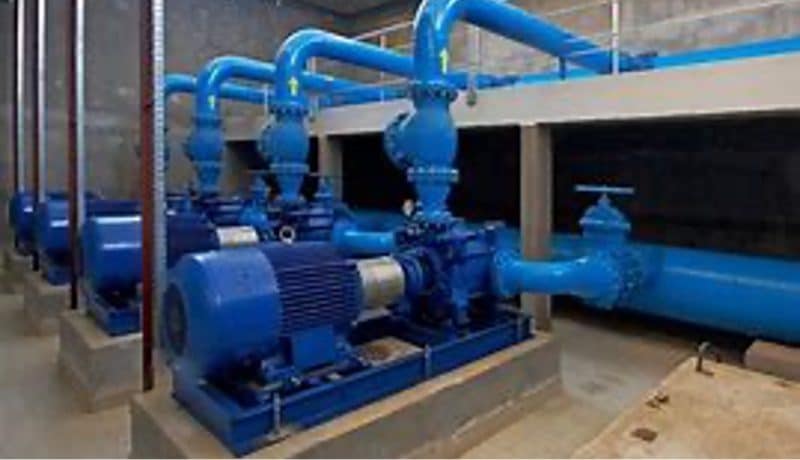 Pumping station pumps and pipe work