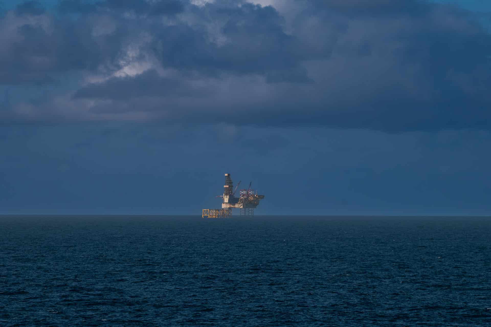 Offshore oil drilling platform at sea