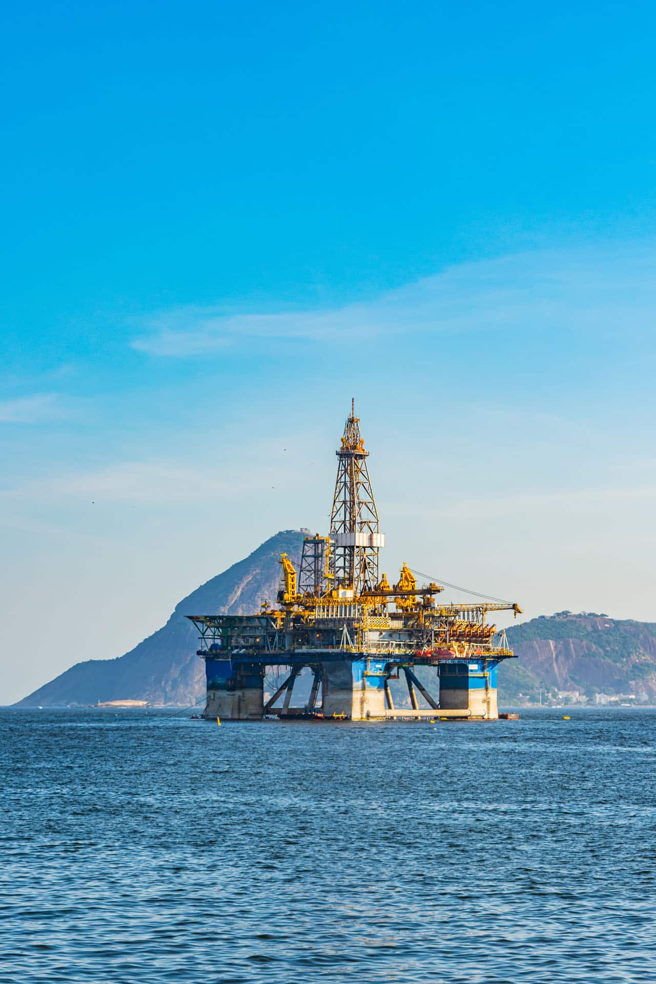 Oil drilling platform out at sea