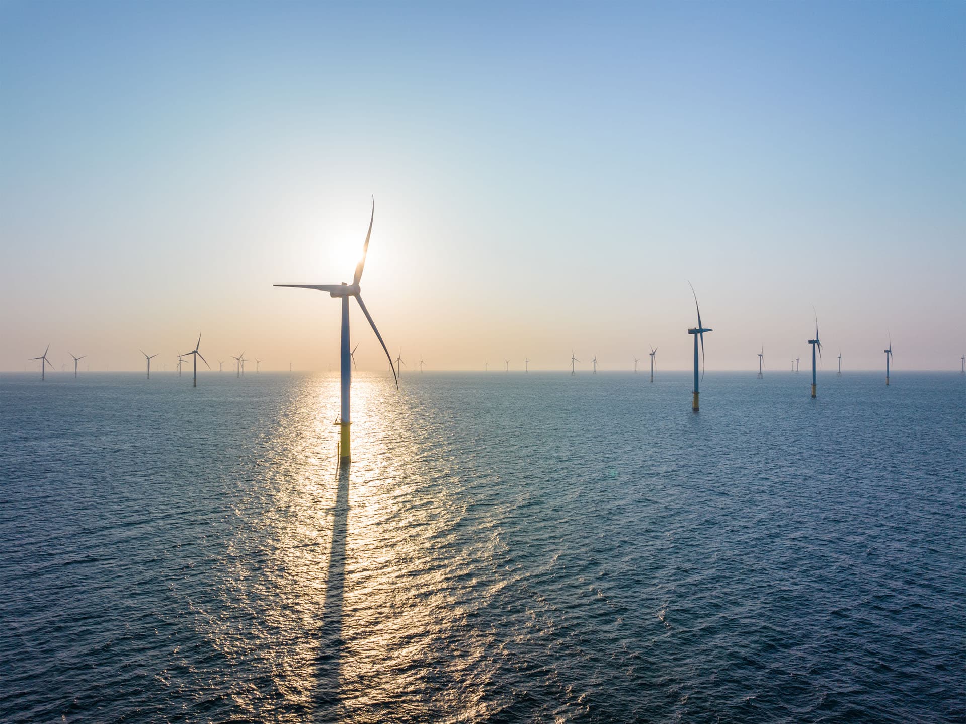 Offshore wind turbines at sea